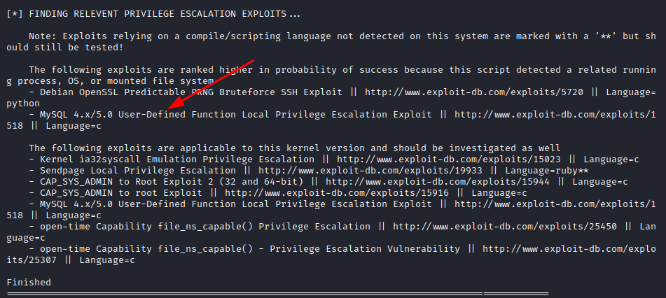 Escalation of privileges enumeration